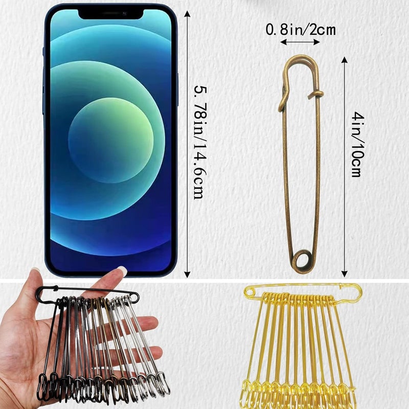 Urmspst Upgraded Large Safety Pins Pack of 15 for Clothes, Leather, Canvas, Blankets, Crafts, Skirts, Kilts - Extra Large Heavy Duty Safety Pins (Bronze) - Image 2
